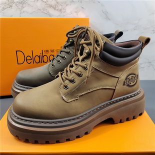 专柜正品真皮马丁靴女秋冬款休闲皮鞋厚底百搭复古大黄短靴工装靴