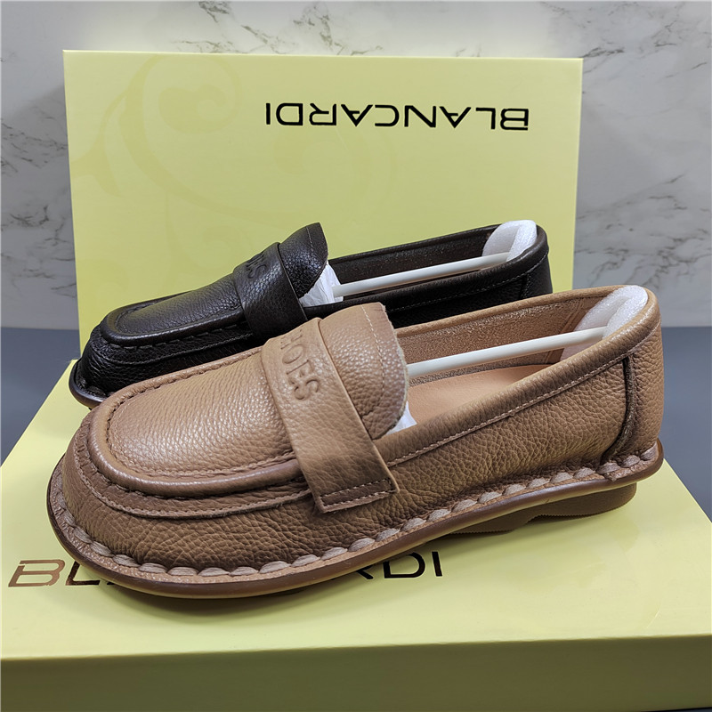 头层牛皮软底妈妈鞋女2026春季新款舒适防滑平底一脚蹬不累脚单鞋