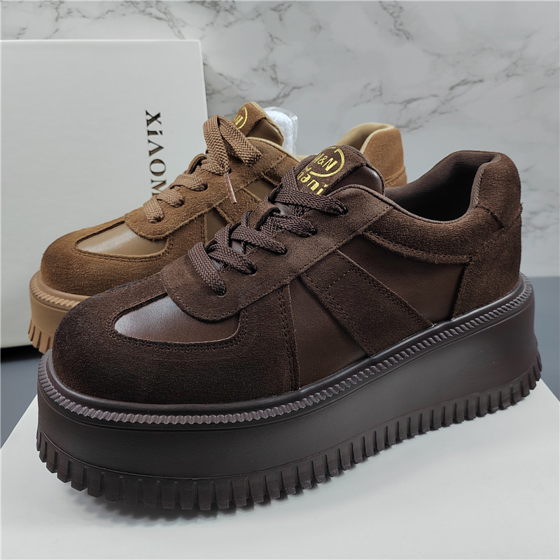 欧货真皮厚底德训鞋女2026年新款小个子软底增高休闲板鞋松糕鞋潮,女鞋,松糕（摇摇）鞋,淘宝优惠券,粉丝福利购,淘宝优惠卷