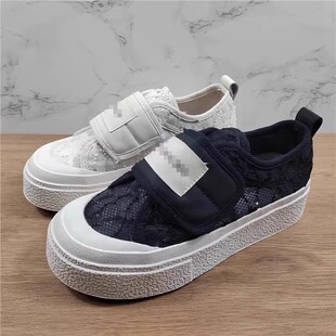 魔术贴板鞋 小白鞋 女2025秋季 厚底百搭网面透气渔夫鞋 新款 品牌断码