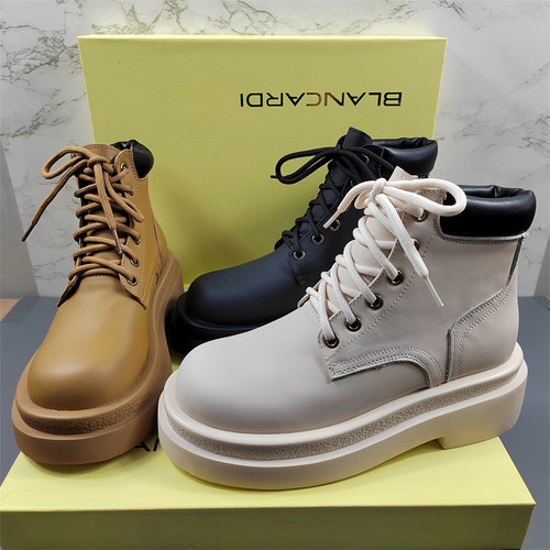 厚底头层牛皮马丁靴女