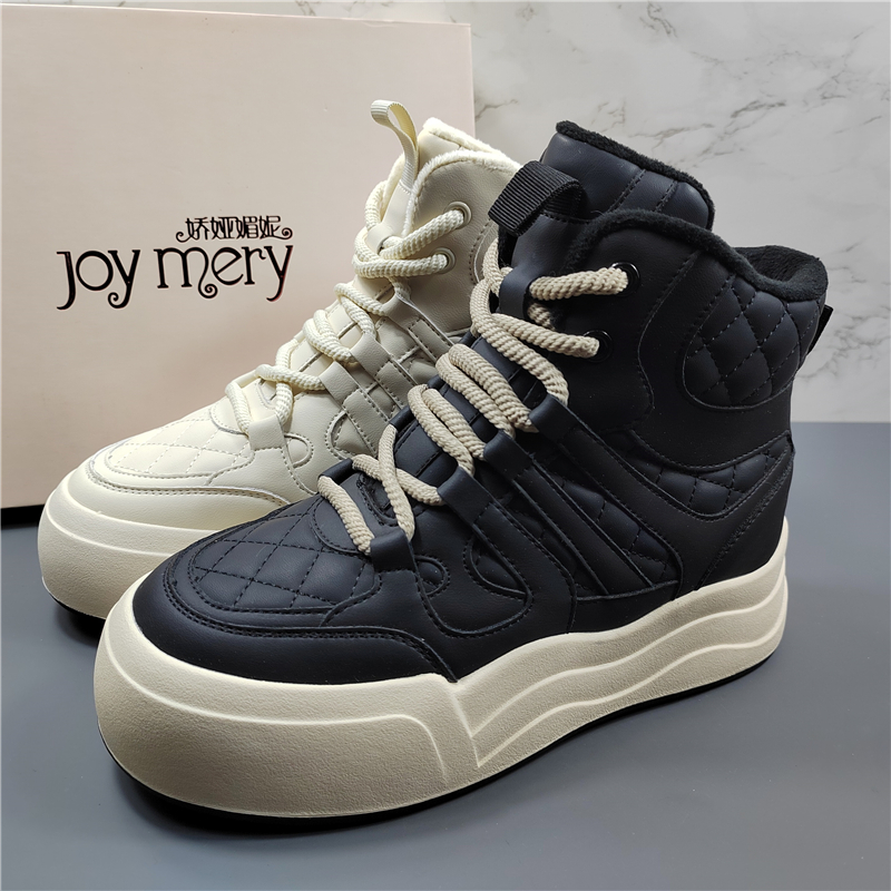 专柜正品头层牛皮加绒高帮运动鞋