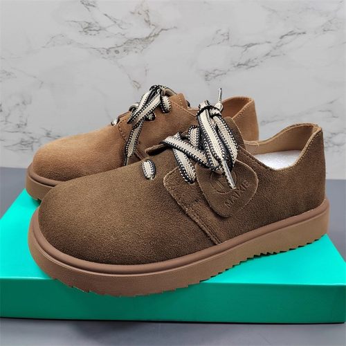 新款真皮平跟复古百搭软底单鞋