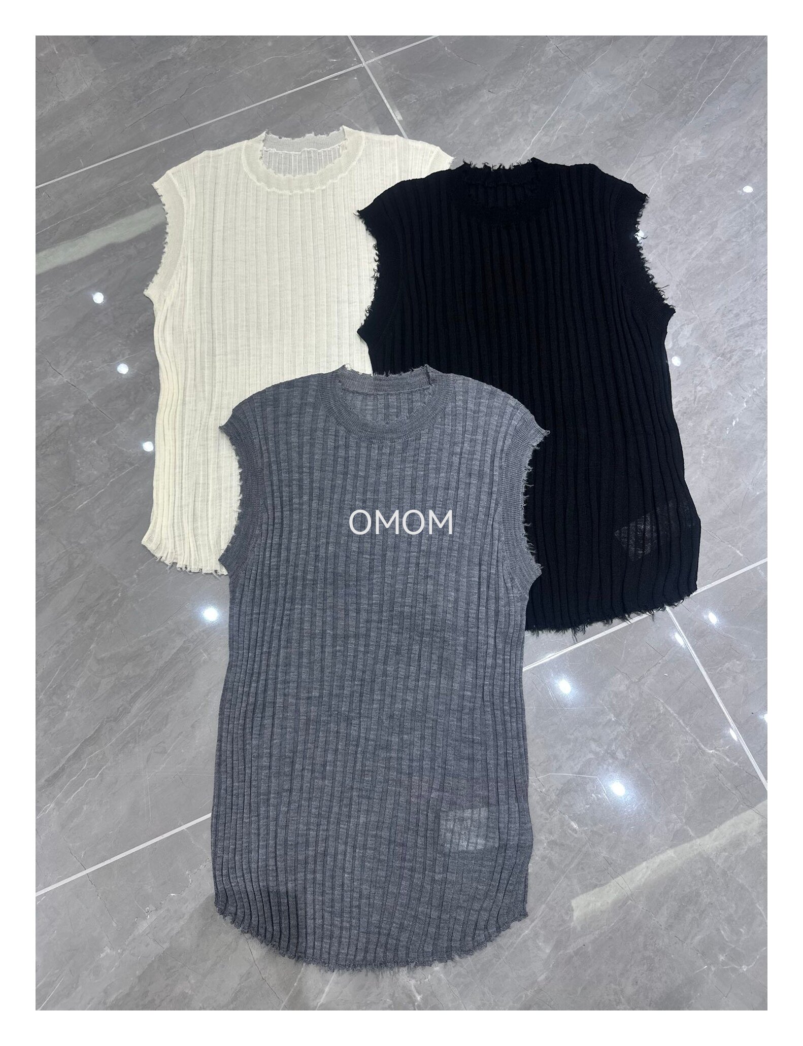 OMOM-2024早秋新款美丽诺羊毛针织背心韩版时尚百搭洋气显瘦无袖