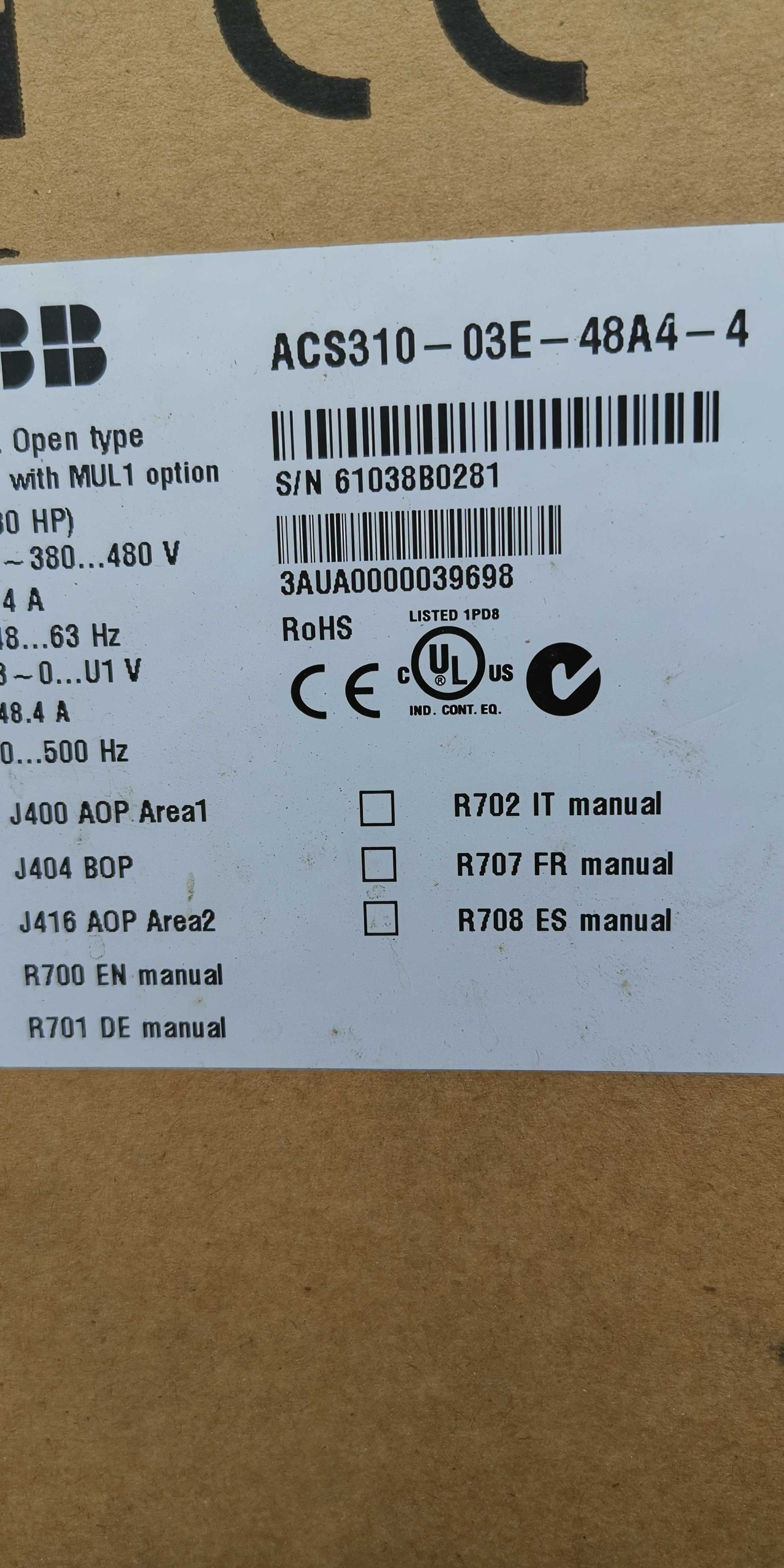 全新abb310变频器acs310-03e-48a4-4   22千瓦
