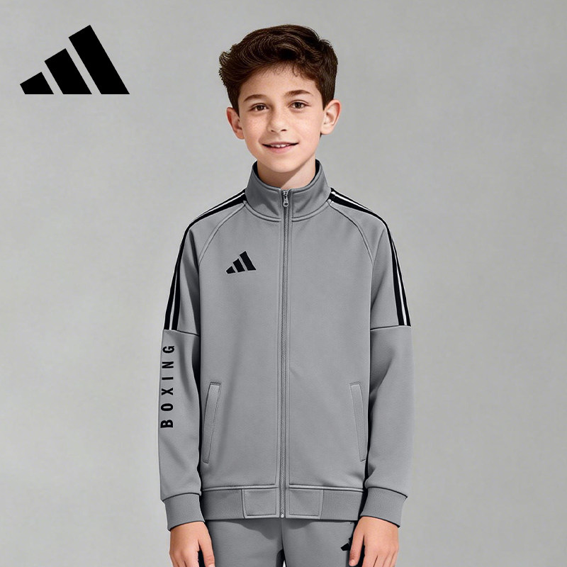 Adidas阿迪达斯童装男童外套春秋款大童开衫儿童休闲夹克运动服