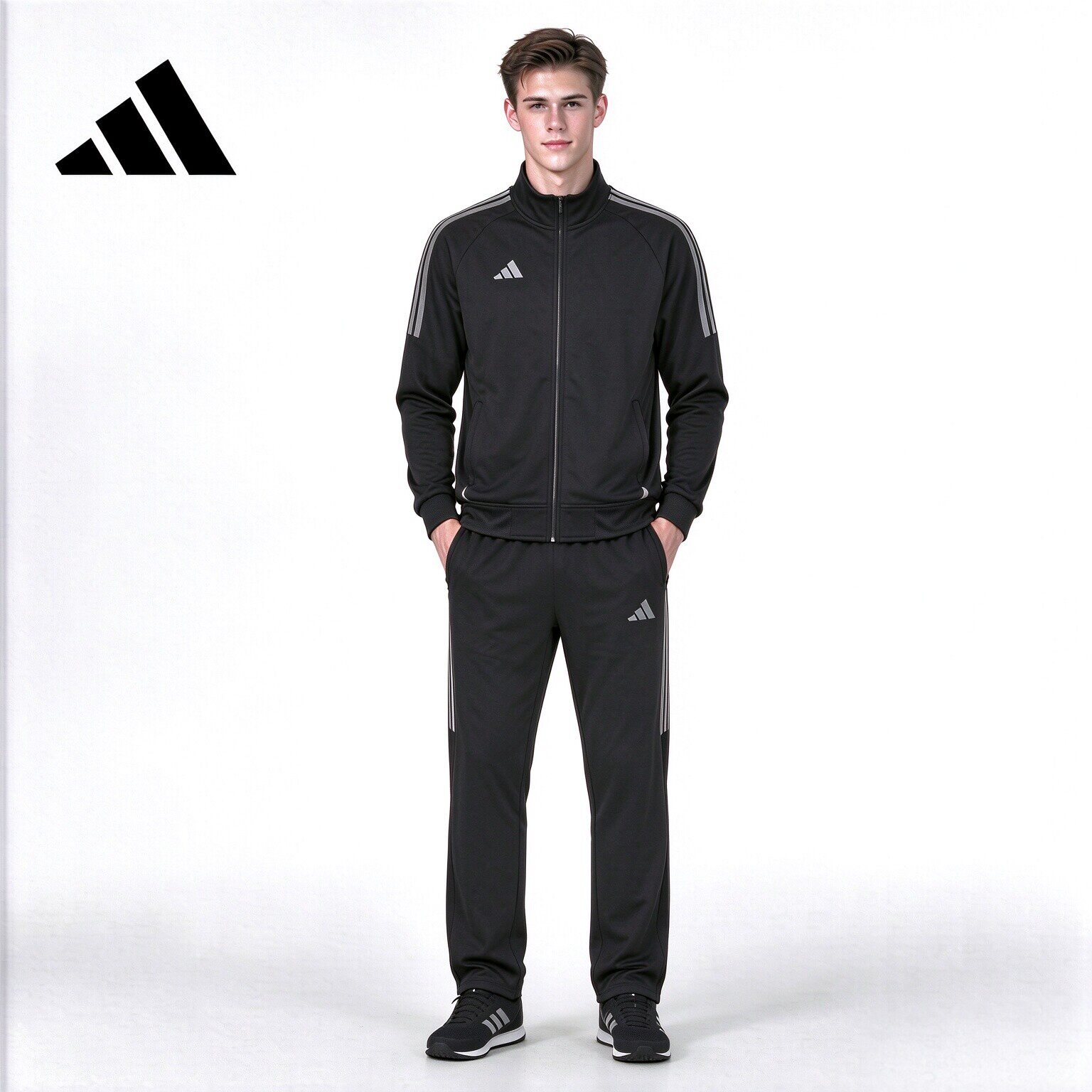 Adidas/阿迪达斯男士秋套装外套长裤组合休闲运动套装三条杠男装