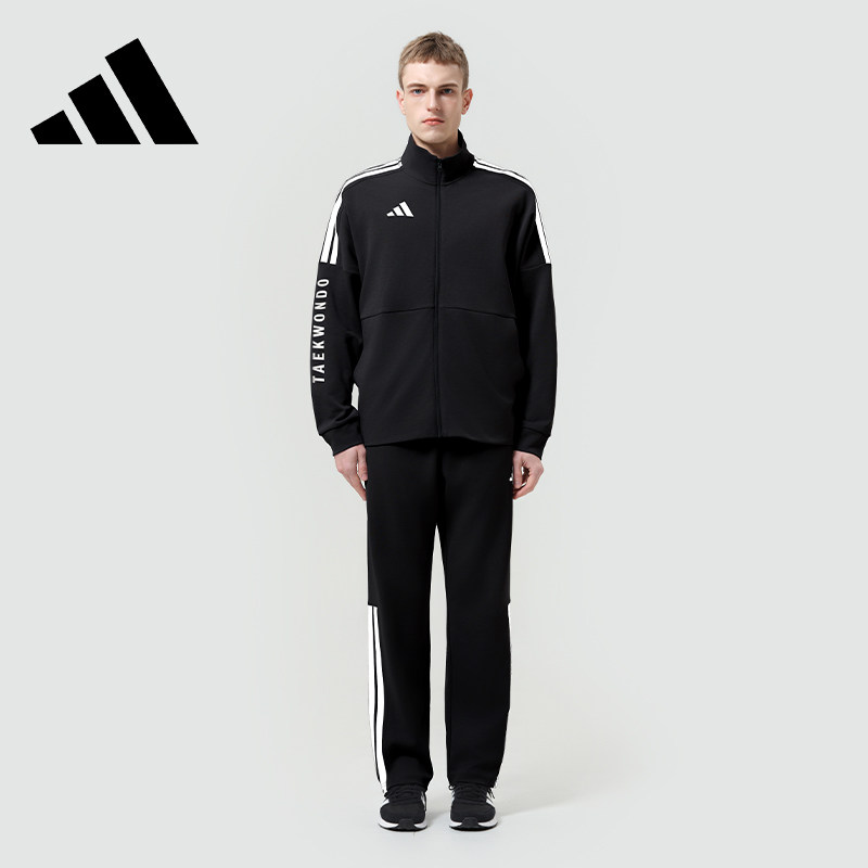 Adidas阿迪达斯男士运动套装秋冬加厚保暖休闲夹克长裤棉款两件套
