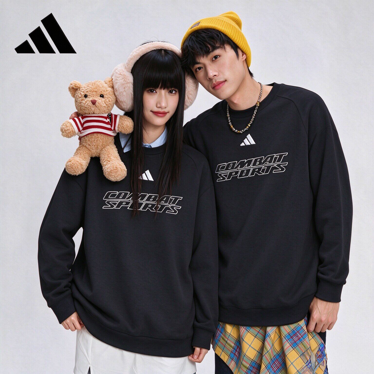 adidas阿迪达斯卫衣男女春秋T恤透气长袖情侣运动休闲圆领休闲服