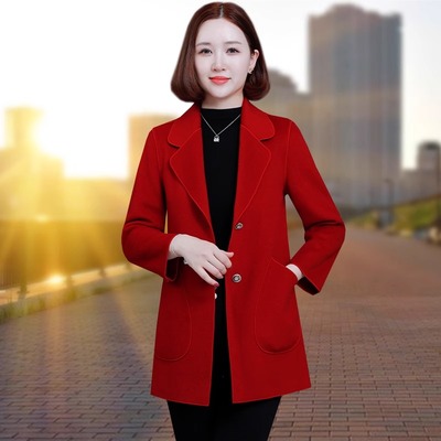 双面羊绒中长款大衣女春秋