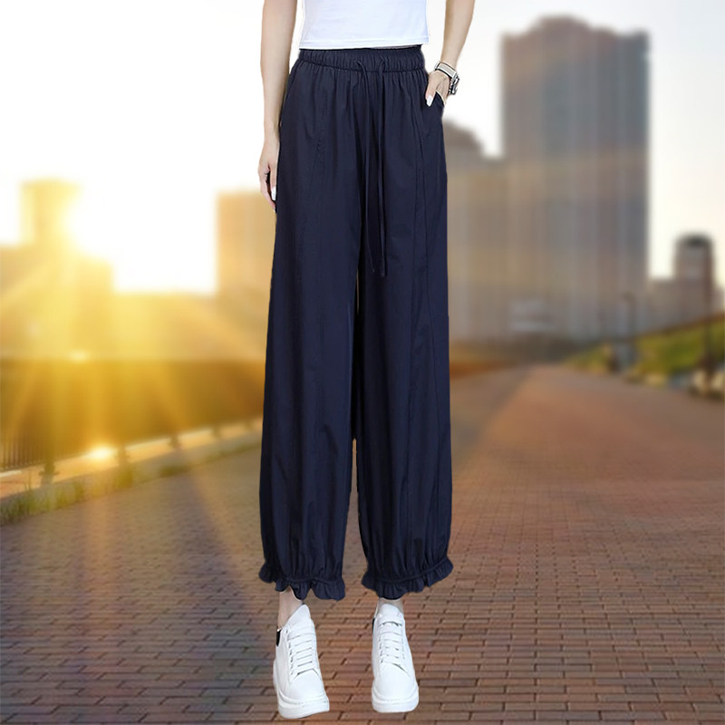 花边灯笼裤女高腰垂感舒适休闲裤