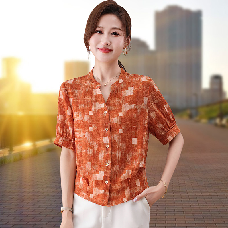 官方品牌2026夏季女士五分袖衬衫