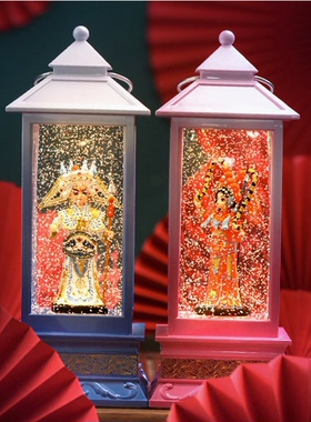 文创国风灯飘雪音乐盒戏剧京剧潮剧可旋转创意八音盒儿童礼物摆件