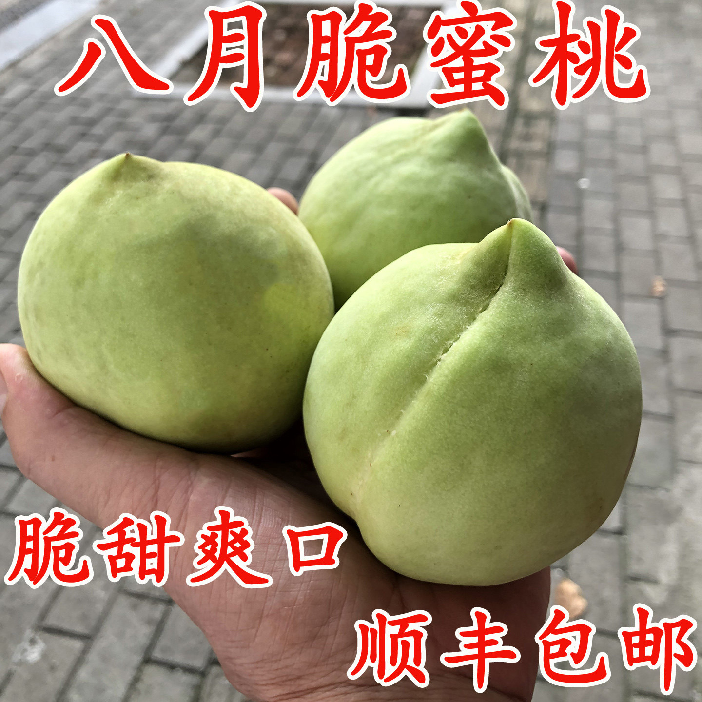 青皮脆蜜桃现摘新鲜水果青桃子