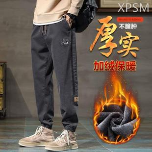 秋冬款冬季防风工装男士休闲裤男款束脚加绒裤加厚2023新款男裤子