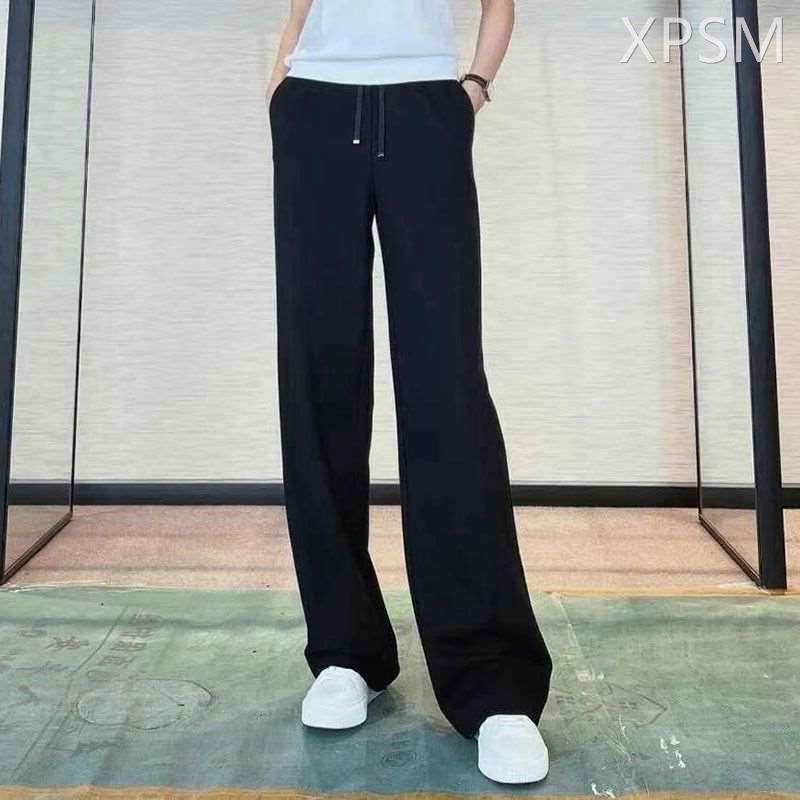 大码女装轻奢高级感抽绳加绒阔腿裤秋冬胖妹妹直筒显瘦垂感拖地裤