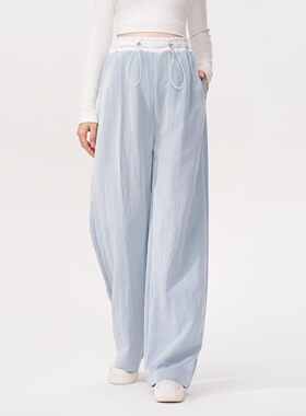 MASANON孕妇裤子春夏装孕期不勒肚仿牛仔阔腿裤大码长裤夏薄外穿