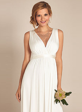 欧美孕妇装连衣裙夏 高档明星款双V领性感晚礼服白色优雅无袖长裙