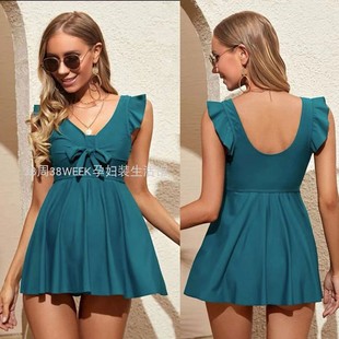 大码 孕妇分体泳衣时尚 套装 保守平角裤 胖MM 遮肚泳裙性感比基尼套装