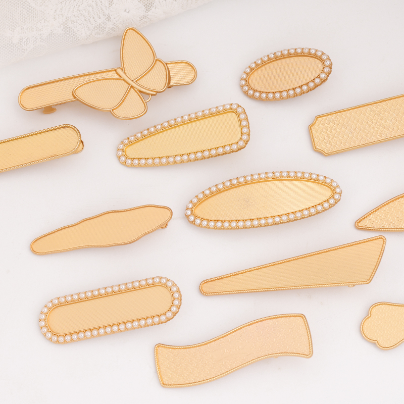 手工diy宋锦发夹新中式发饰仿刺绣布贴饰品配件刘海侧边夹弹簧夹