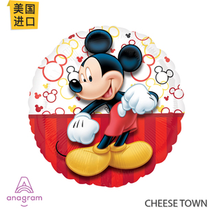 美国进口A牌Anagram米奇17寸圆形铝膜气球生日布置米老鼠装饰卡通