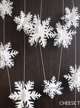 立体雪花片挂饰 波波球挂饰冰雪SnowFlake冬季圣诞装饰橱窗拉花