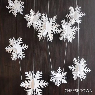 立体3D雪花片圣诞冰雪纸质拉花