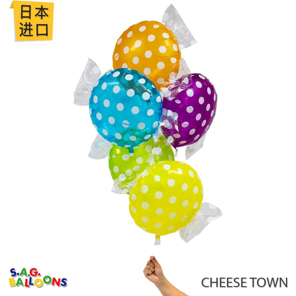 日本糖果铝膜波点圆形透明气球