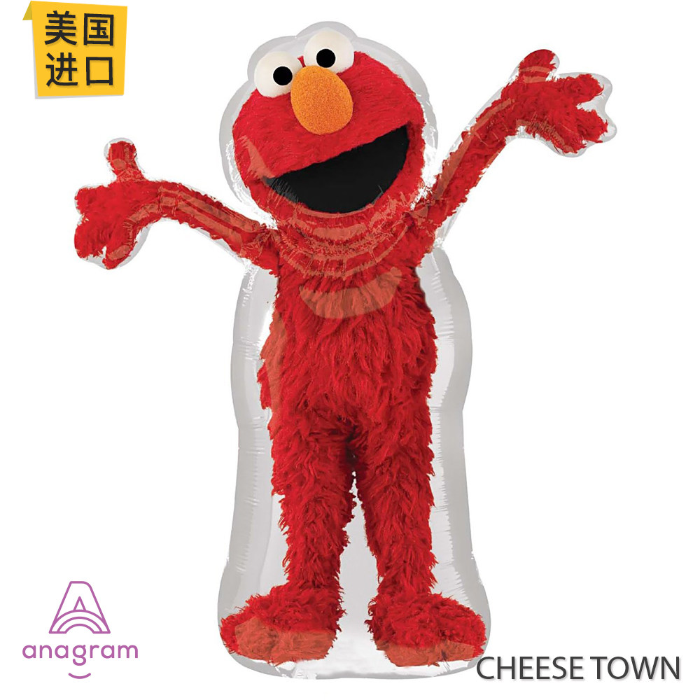 美国进口a牌anagram芝麻街艾摩铝膜气球红色动画可爱怪兽英语教育