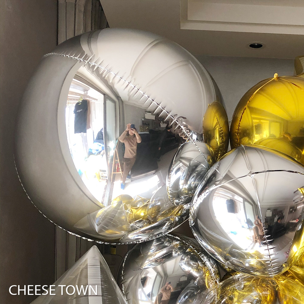 32寸60寸圆球形铝膜气球 超大3d立体光板气球链丰满点缀用大球