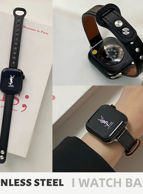 适用iwatch苹果手表带s11真皮小蛮腰se秋冬s987女applewatch腕带