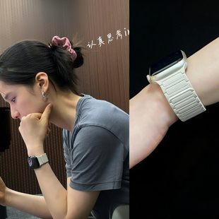 张靖仪同款适用iwatchs11表带苹果手表10硅胶磁吸applewatch腕带