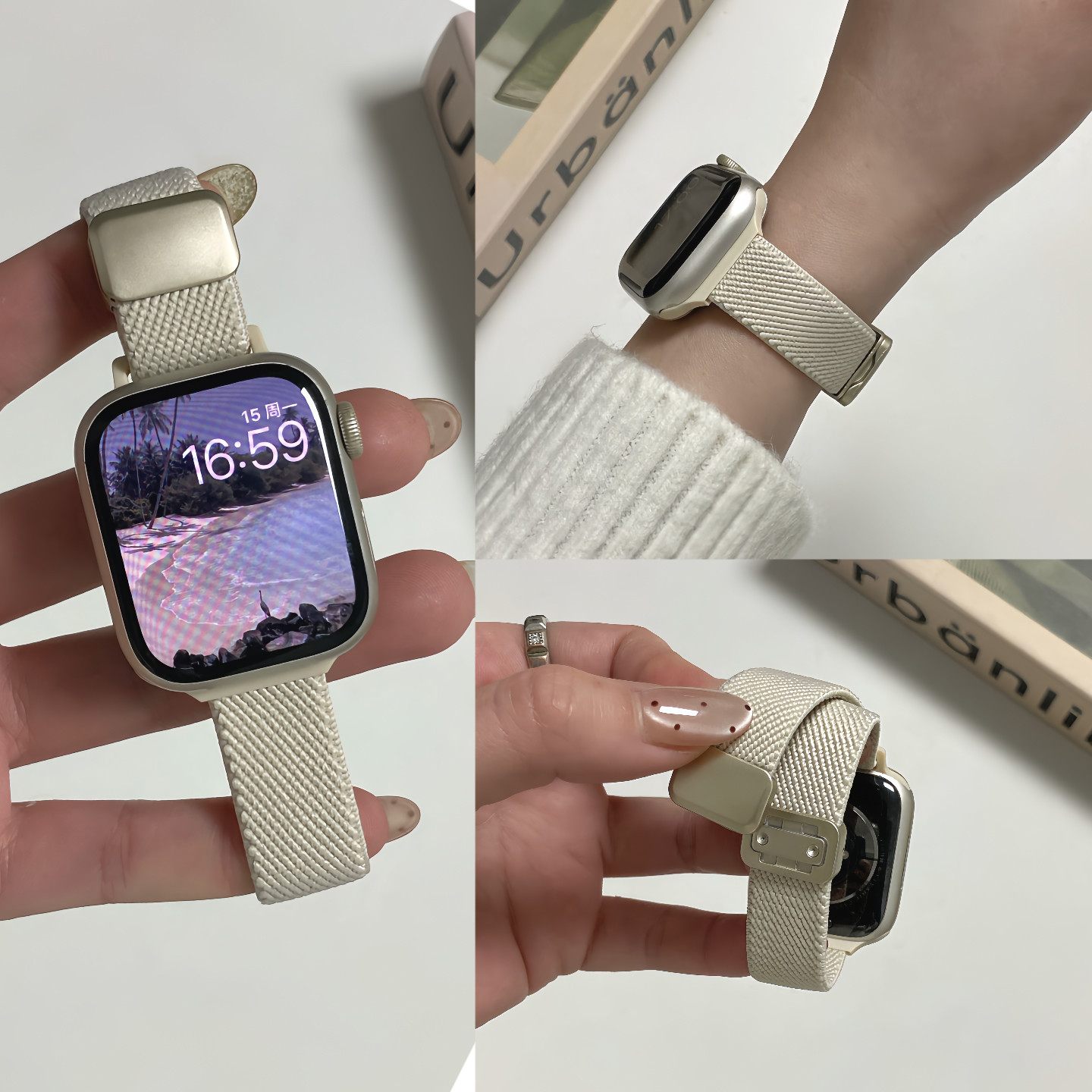 适用iwatch尼龙小蛮腰磁吸表带