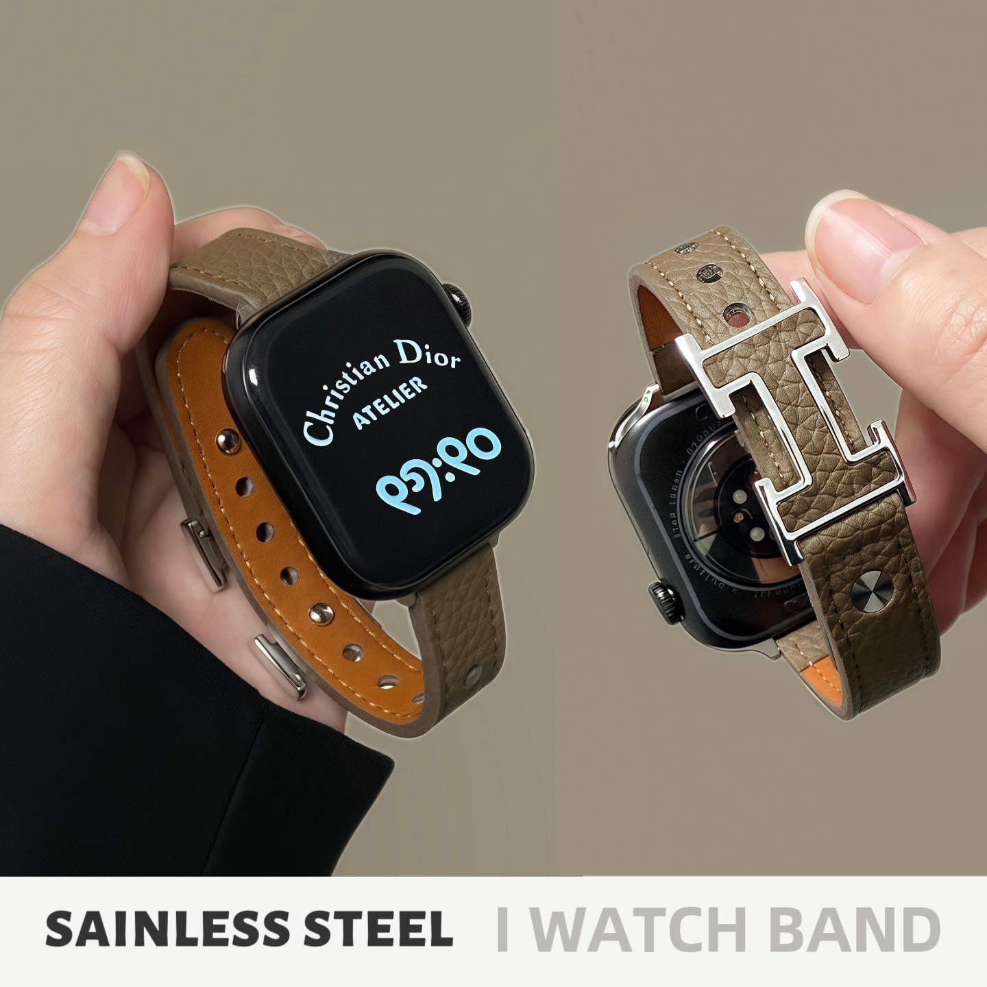 适用iwatch新款H扣小蛮腰皮表带