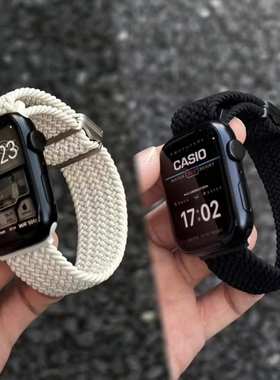 适用苹果applewatch10手表弹力iwatch尼龙表带新款表带磁吸扣s9
