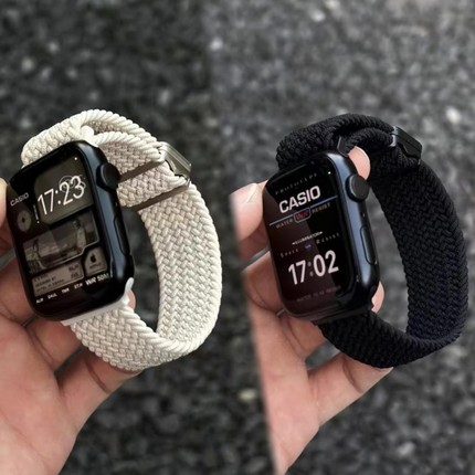 适用苹果applewatch10手表弹力iwatch尼龙表带新款表带磁吸扣s9