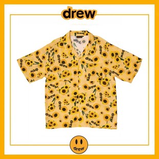 Drew向日葵笑脸衬衫 碎花衬衣 男潮牌贾斯汀比伯宽松情侣夏威夷半袖