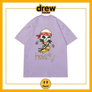 Drew骷髅卡通短袖T恤男潮牌欧美高街贾斯汀比伯宽松情侣纯棉上衣