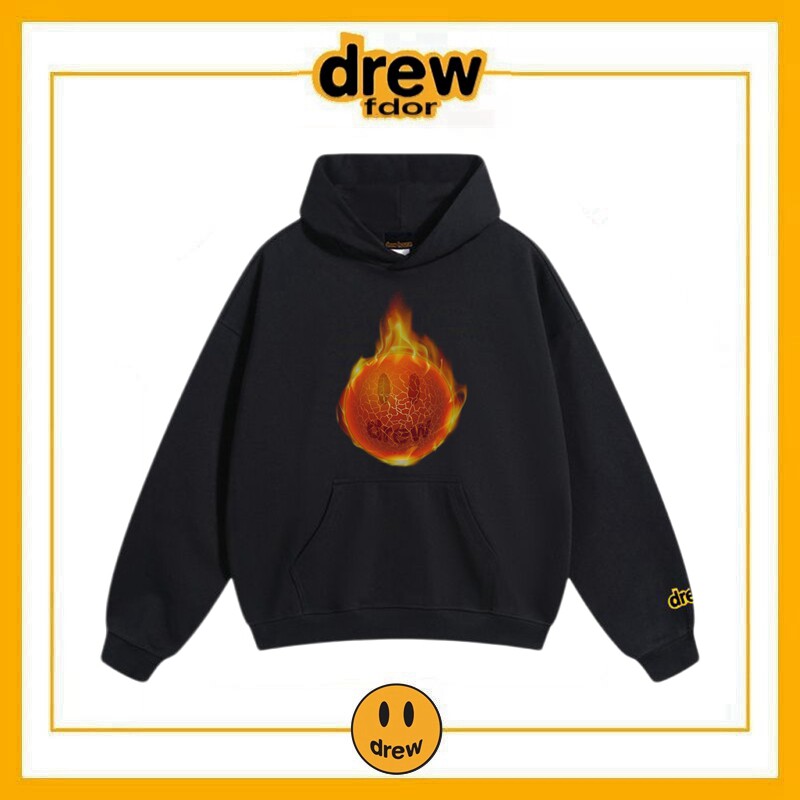drew火焰笑脸连帽卫衣图片