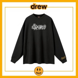 Drew字母笑脸小众潮牌欧美高街贾斯汀比伯宽松情侣FOG纯棉长袖 T恤