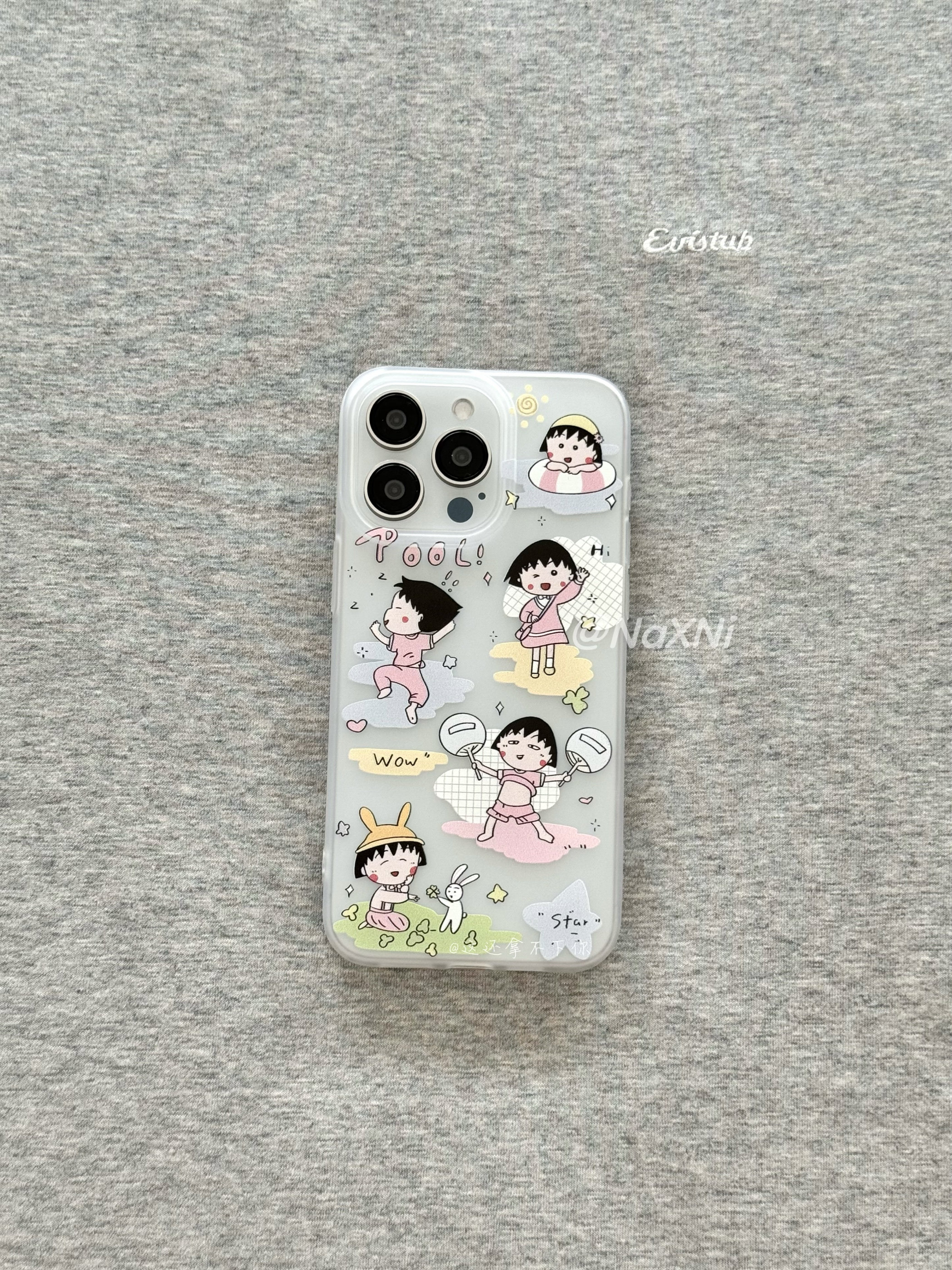 可爱樱桃小丸子适用于iPhone17ProMax手机壳新款苹果14pro可爱大孔全包16保护套少女13透明磨砂15硅胶软壳