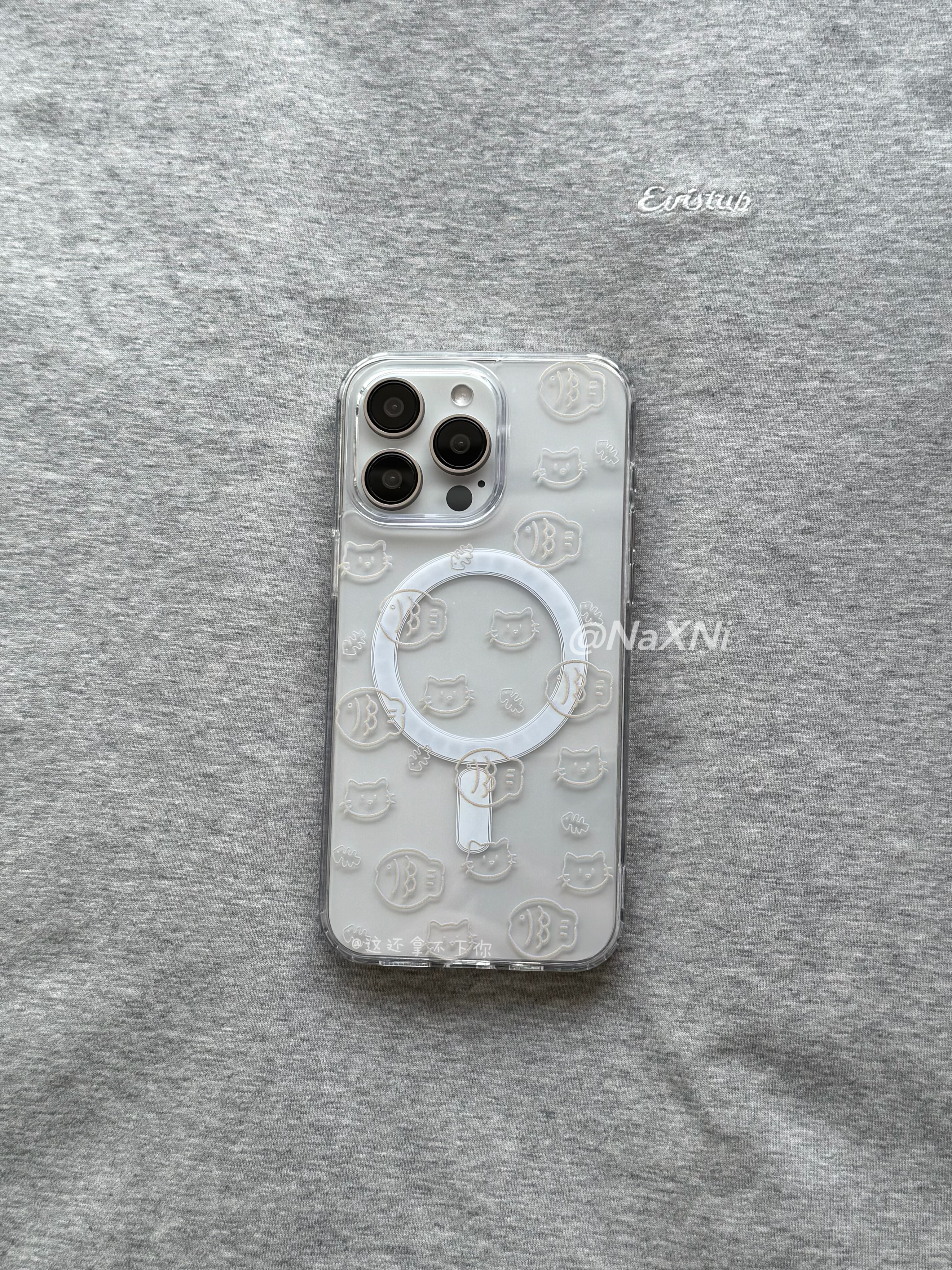 ins风可爱线条鲷鱼烧鱼骨猫咪适用iPhone17promax手机壳新款15卡通苹果16Pro大孔全包11/xr磁吸透明硅胶软壳