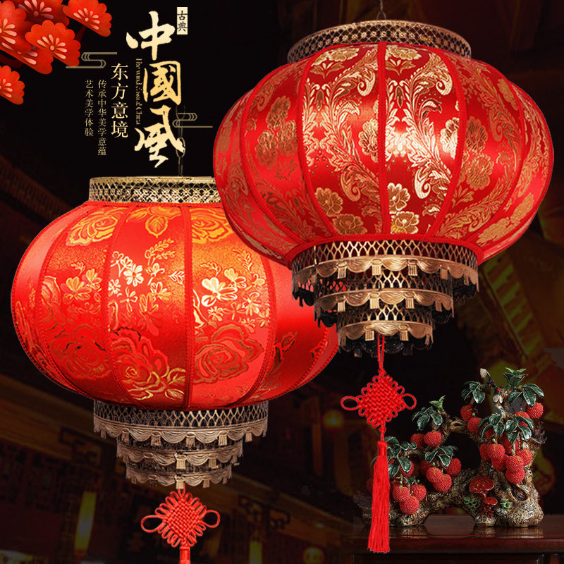 新年灯笼挂饰户外防水新中式阳台吊灯大门福字春节旋转红灯笼定制