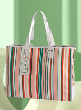 中国李宁长安少年购物包彩色条纹走秀款时尚拎包 ABLP202