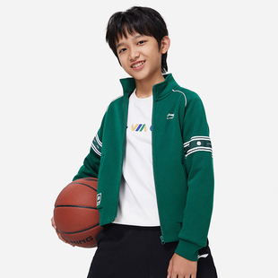 Lining 儿童篮球系列立领抓绒运动夹克外套YWDT445 李宁正品 冬季