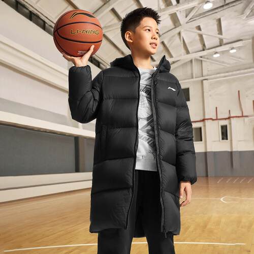 李宁正品篮球系列男女大童防泼水保暖宽松运动连帽羽绒服YYMV143