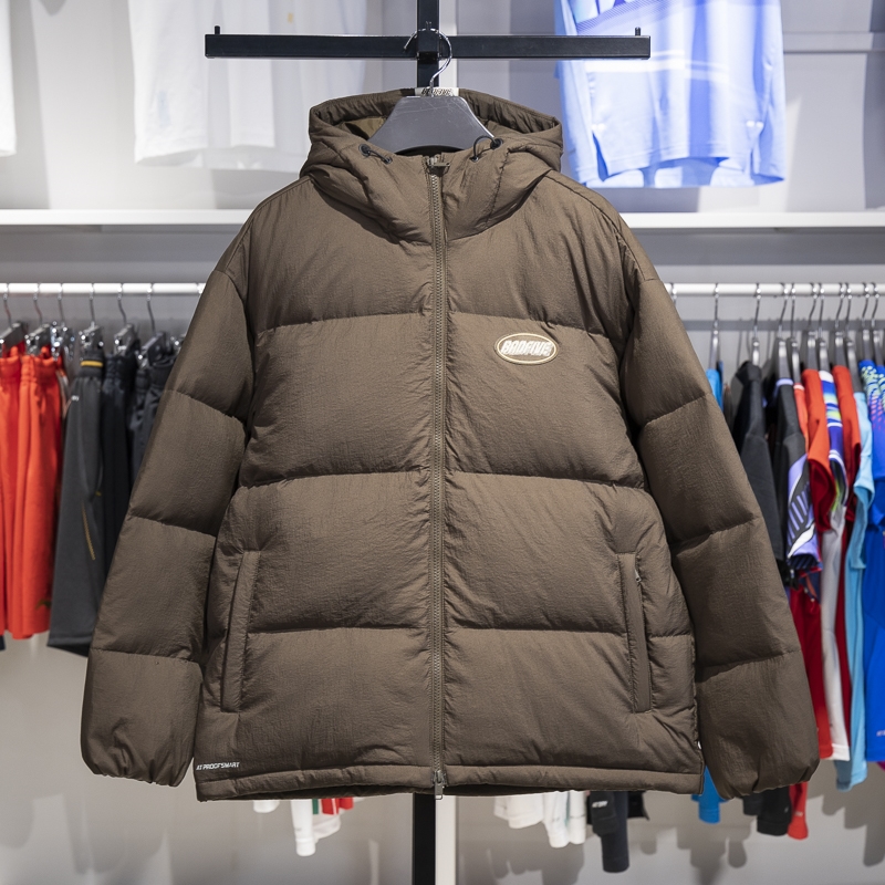 李宁正品反伍BADFIVE男子防泼水轻盈保暖运动连帽羽绒服AYMU197-3