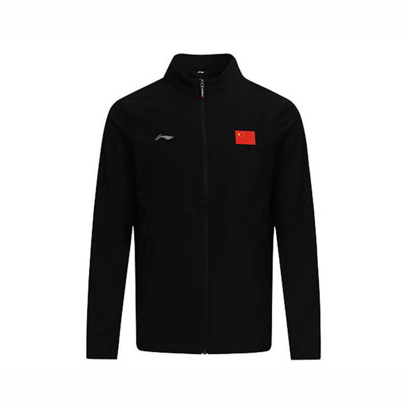 李宁正品国旗系列男女同款针织拉链立领长袖夹克外套AFDS989-3