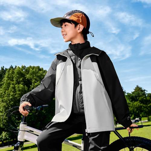 李宁正品2025冬季大童反光防泼水宽松鸭绒三合一运动风衣YWBV097