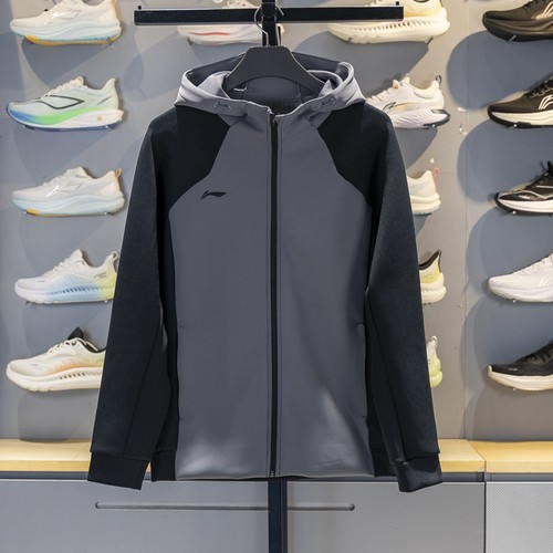 李宁正品团购系列男子户外休闲运动拉链连帽夹克外套AWDV779-8